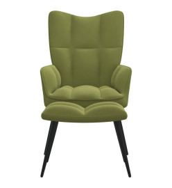 Chaise de relaxation avec repose-pied Vert clair Velours