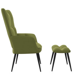 Chaise de relaxation avec repose-pied Vert clair Velours