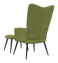 Chaise de relaxation avec repose-pied Vert clair Velours