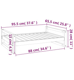 Lit pour chien Noir 95,5x65,5x28 cm Bois de pin solide