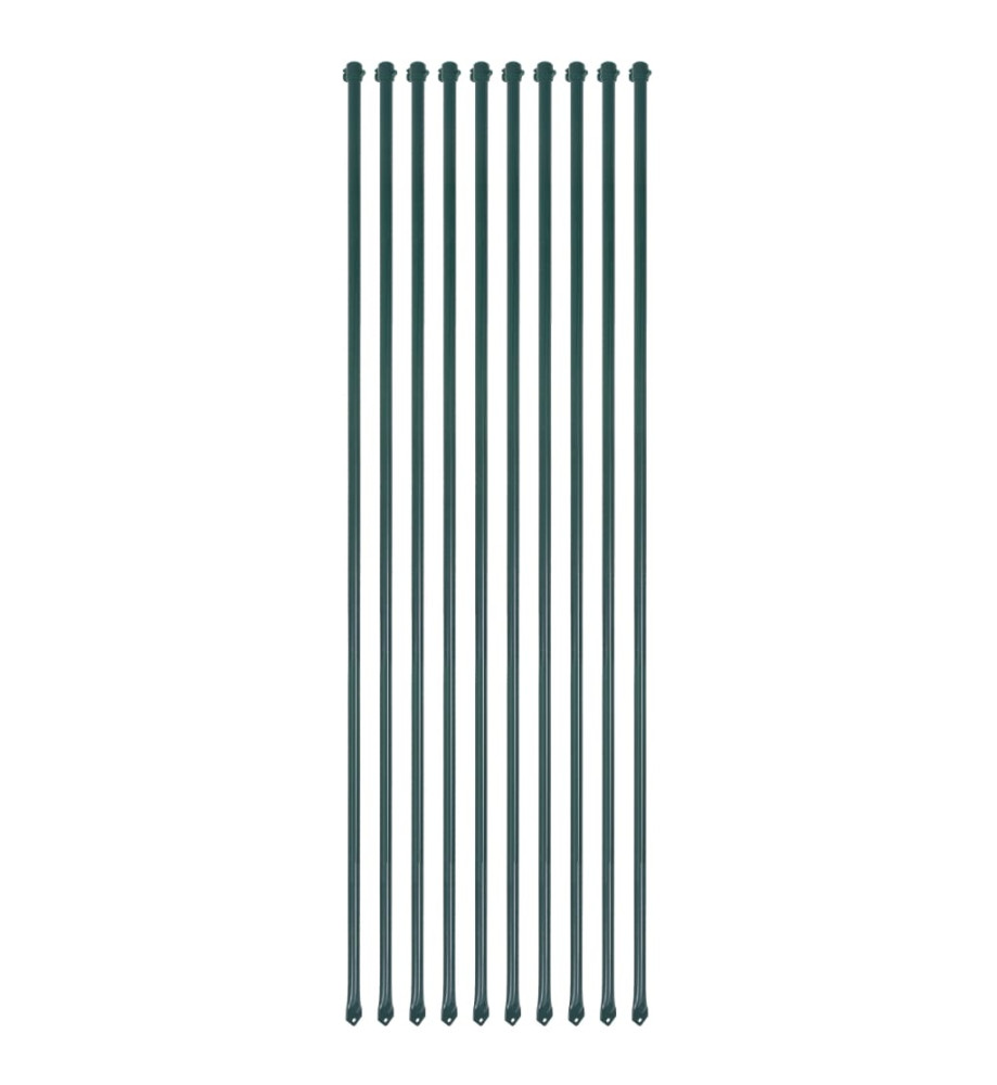 Poteau de jardin 10 pcs 1,5 m Métal Vert