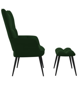 Chaise de relaxation avec repose-pied Vert foncé Velours