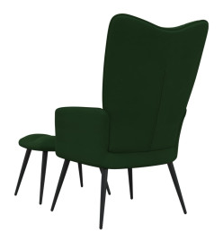 Chaise de relaxation avec repose-pied Vert foncé Velours