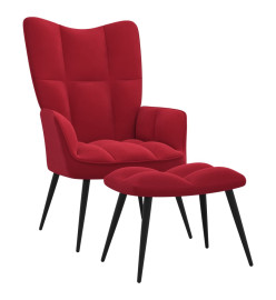 Chaise de relaxation avec repose-pied Rouge bordeaux Velours