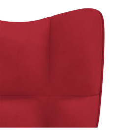 Chaise de relaxation avec repose-pied Rouge bordeaux Velours