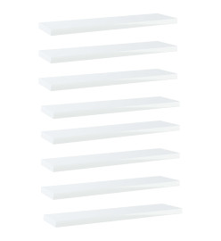 Panneaux bibliothèque 8pcs Blanc brillant 40x10x1,5cm Aggloméré