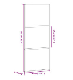 Porte coulissante blanc 90x205 cm verre trempé aluminium