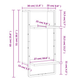 Étagère murale avec barre sonoma gris 30x25x65 cm