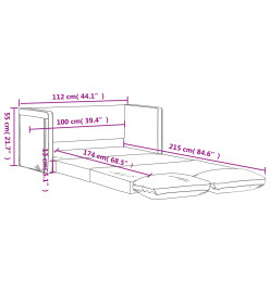 Canapé-lit 2 en 1 taupe 112x174x55 cm tissu
