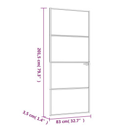 Porte d'intérieur Blanc 83x201,5 cm Trempé verre aluminium fin