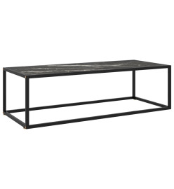 Table basse Noir avec verre marbre noir 120x50x35 cm