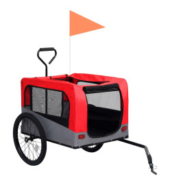 Remorque de vélo/poussette 2 en 1 pour chien Rouge et gris