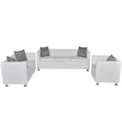 Jeu de canapé à 2 places et à 3 places et fauteuil Blanc