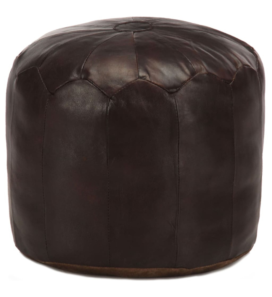 Pouf 40 x 35 cm Marron foncé Cuir véritable de chèvre