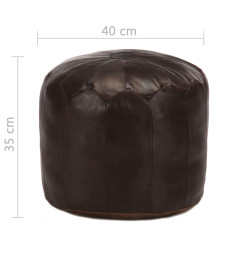 Pouf 40 x 35 cm Marron foncé Cuir véritable de chèvre