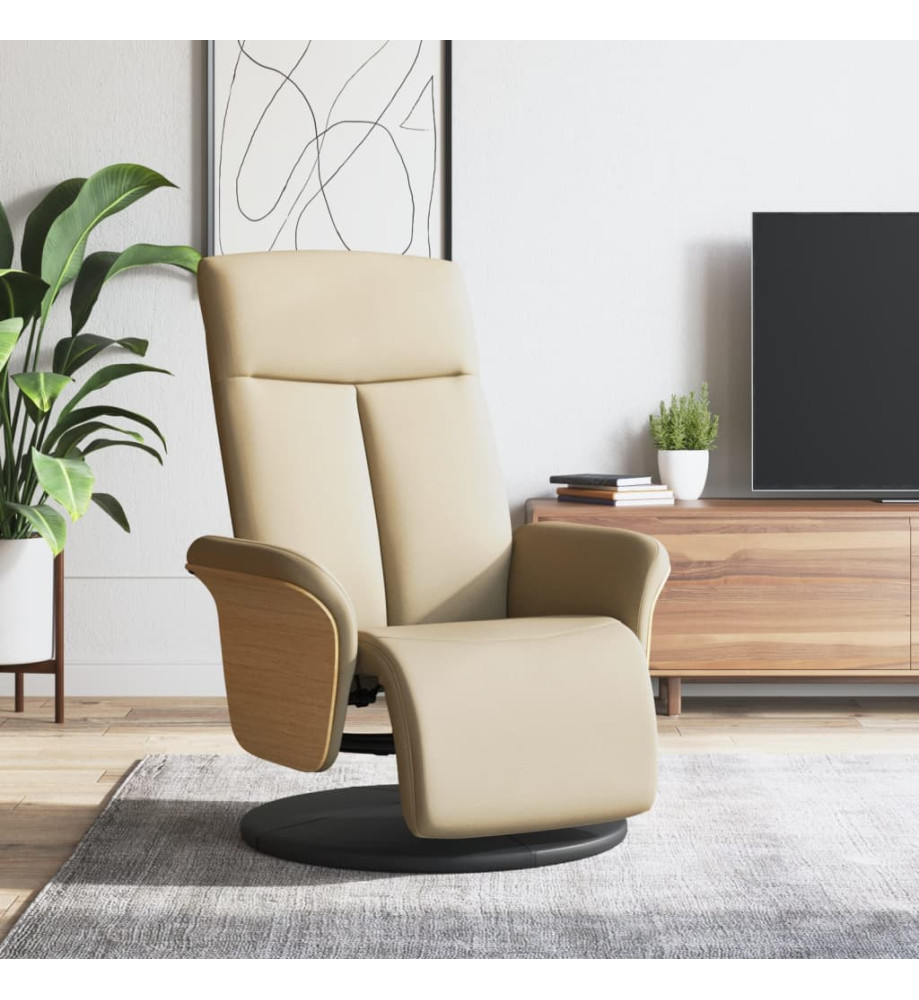 Fauteuil inclinable avec repose-pied crème tissu