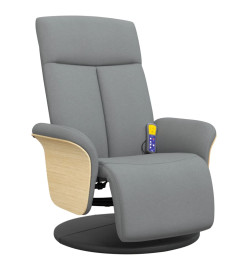 Fauteuil inclinable de massage et repose-pieds gris clair tissu