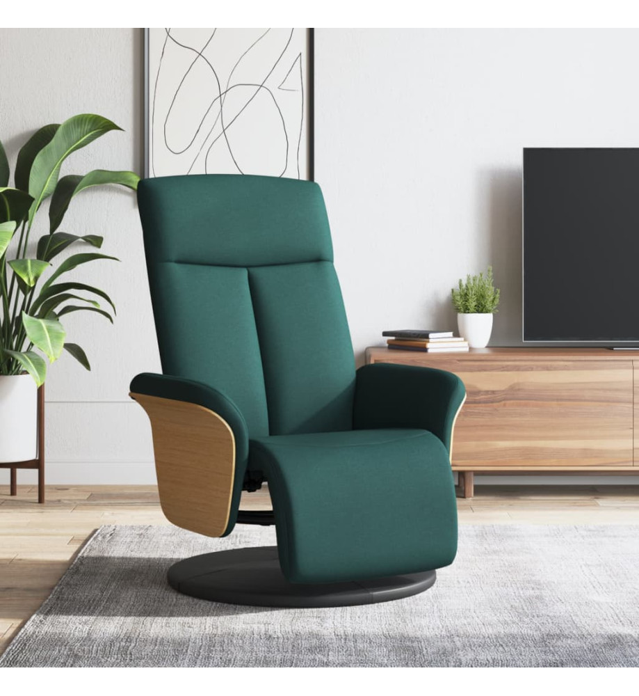 Fauteuil inclinable avec repose-pieds vert foncé tissu