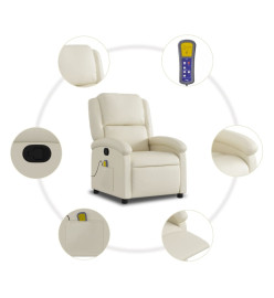 Fauteuil inclinable de massage Crème Similicuir