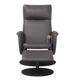 Fauteuil inclinable de massage avec repose-pied gris similicuir