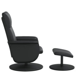 Fauteuil inclinable avec repose-pied noir similicuir