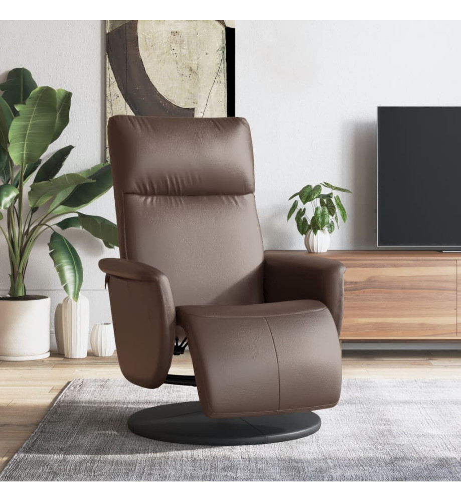 Fauteuil inclinable avec repose-pieds marron similicuir