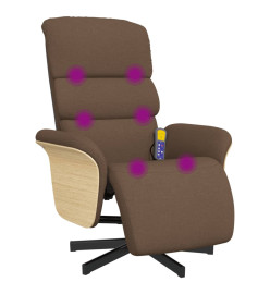 Fauteuil inclinable de massage avec repose-pieds marron tissu