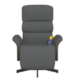 Fauteuil inclinable de massage et repose-pieds gris foncé tissu