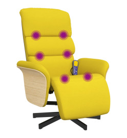 Fauteuil inclinable de massage repose-pieds jaune clair tissu