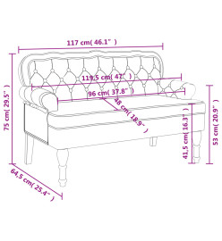 Banc avec dossier bordeaux 119,5x64,5x75 cm velours