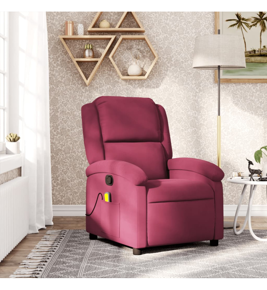 Fauteuil de massage inclinable rouge bordeaux velours