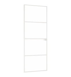 Porte d'intérieur Blanc 76x201,5 cm Trempé verre aluminium fin