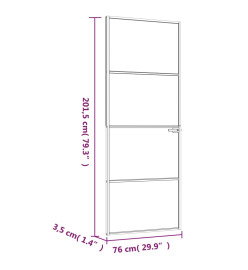 Porte d'intérieur Blanc 76x201,5 cm Trempé verre aluminium fin