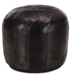 Pouf 40 x 35 cm Noir Cuir véritable de chèvre