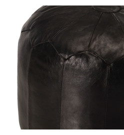 Pouf 40 x 35 cm Noir Cuir véritable de chèvre