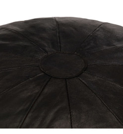 Pouf 40 x 35 cm Noir Cuir véritable de chèvre