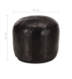 Pouf 40 x 35 cm Noir Cuir véritable de chèvre