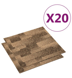 Carreaux de tapis de sol 20 pcs 5 m² Marron