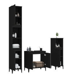 Ensemble de meubles salle de bain 3 pcs noir bois d'ingénierie