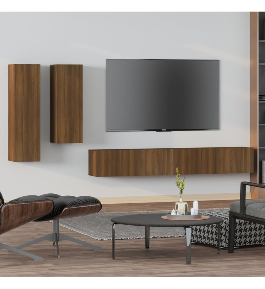 Ensemble de meubles TV 4 pcs Chêne marron Bois d'ingénierie