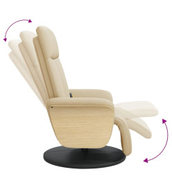 Fauteuil inclinable de massage avec repose-pieds crème tissu