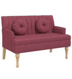 Banc avec coussins rouge bordeaux 113x64,5x75,5 cm tissu