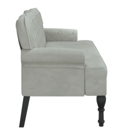 Banc avec dossier gris clair 119,5x64,5x75 cm velours