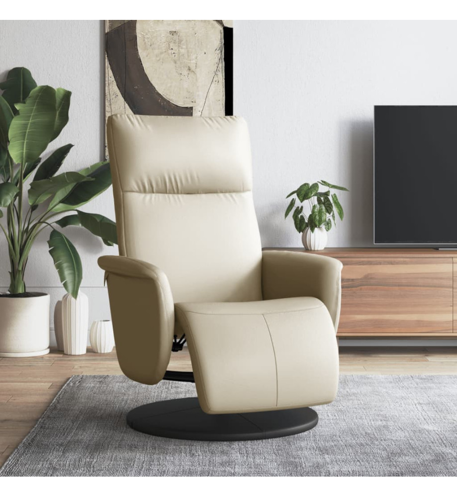 Fauteuil inclinable avec repose-pieds crème similicuir