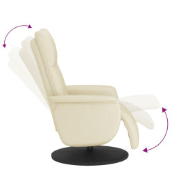 Fauteuil inclinable avec repose-pieds crème similicuir