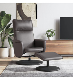 Fauteuil inclinable avec repose-pied gris similicuir