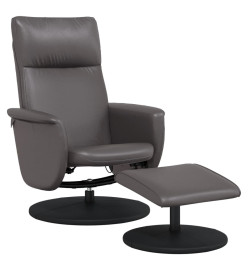 Fauteuil inclinable avec repose-pied gris similicuir