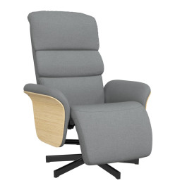 Fauteuil inclinable avec repose-pieds gris clair tissu