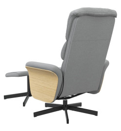 Fauteuil inclinable de massage et repose-pied gris clair tissu