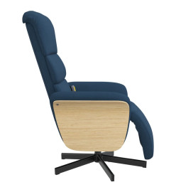 Fauteuil inclinable de massage avec repose-pieds bleu tissu